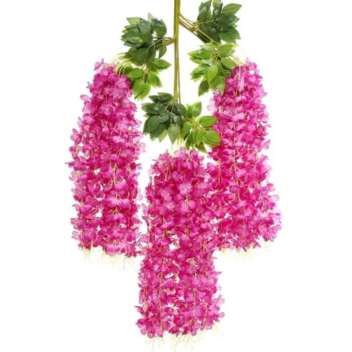 Guirxiété de Fleurs de Glycine Artificielle, Fausse Fleur en Rotin, Guirxiété de Fleurs pour ixde Ma