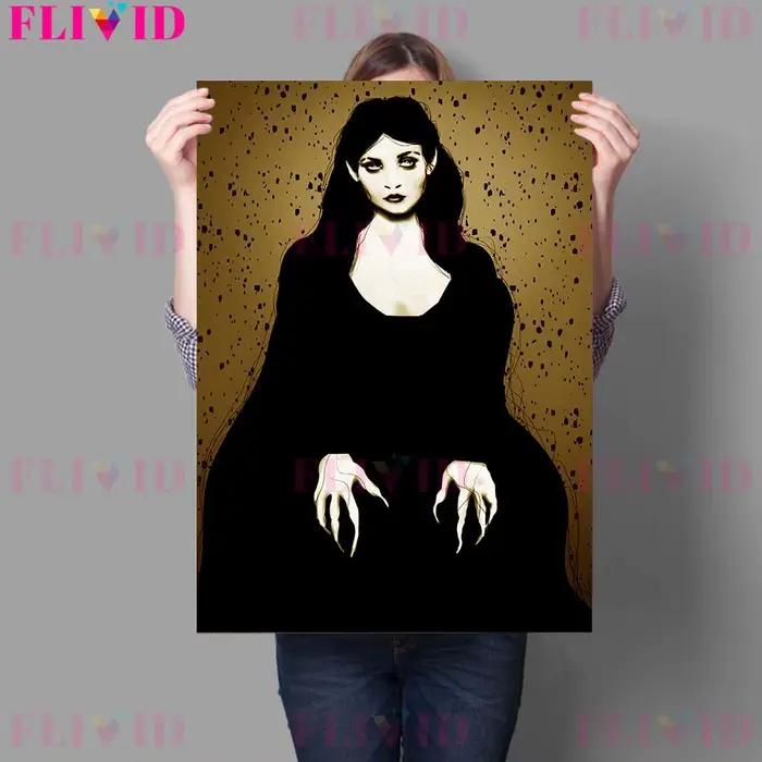 Vampire noir voile Portrait gothique Masque mur Art toile peinture décor à la maison effrayant noir