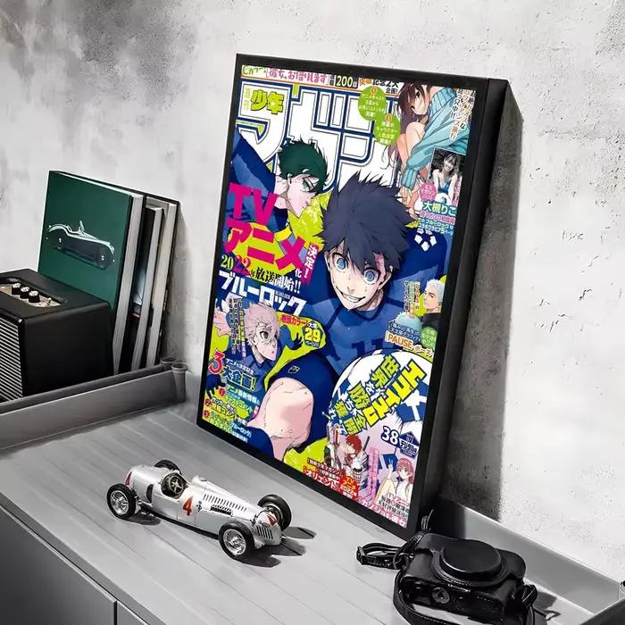 Affiche murale sur toile avec calligraphie, dessin animé B-Blue Lock, impressions d'art pour salon,