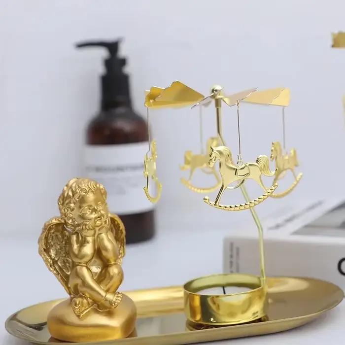 Bougeoir rotatif à chaud en métal, porte-bougie de Noël, fête de mariage, cadeau de décoration, QueP