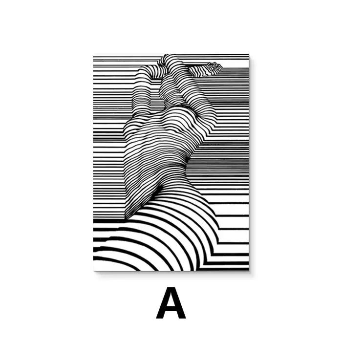 Art mural abstrait moderne, image de femme nue en noir et blanc, affiche imprimée sur toile HD, déco