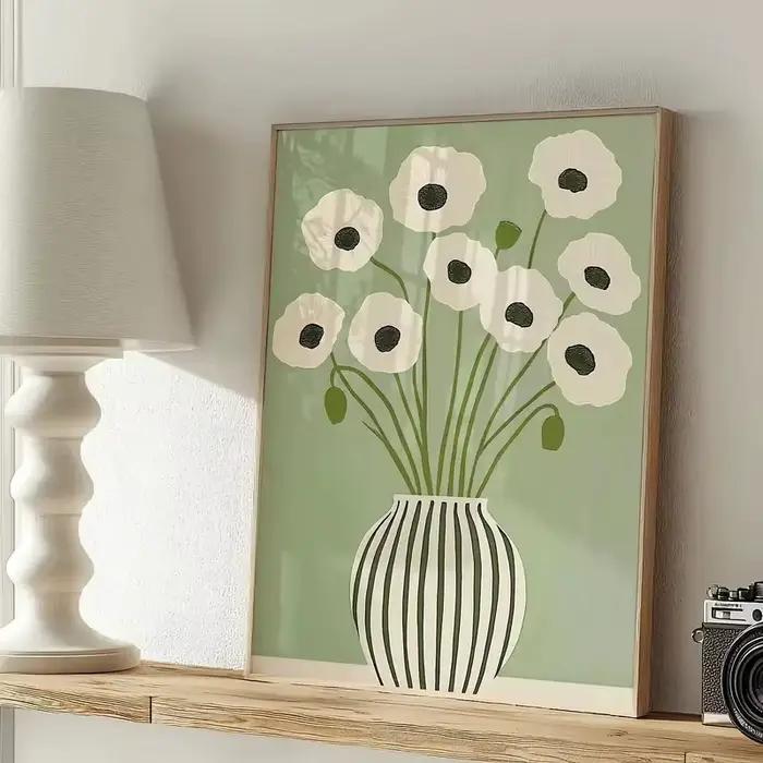 Affiche murale décorative bohème avec impression florale, art floral printemps/été, décoration pour
