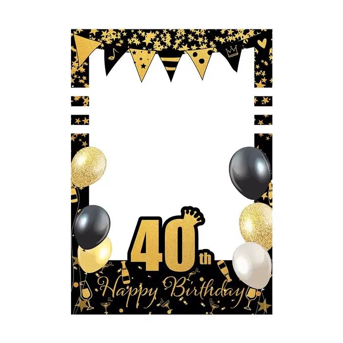 Cadre Photo pour 30e 40e 50e 60e anniversaire, accessoires de stand Photo, noir et or, décoration de