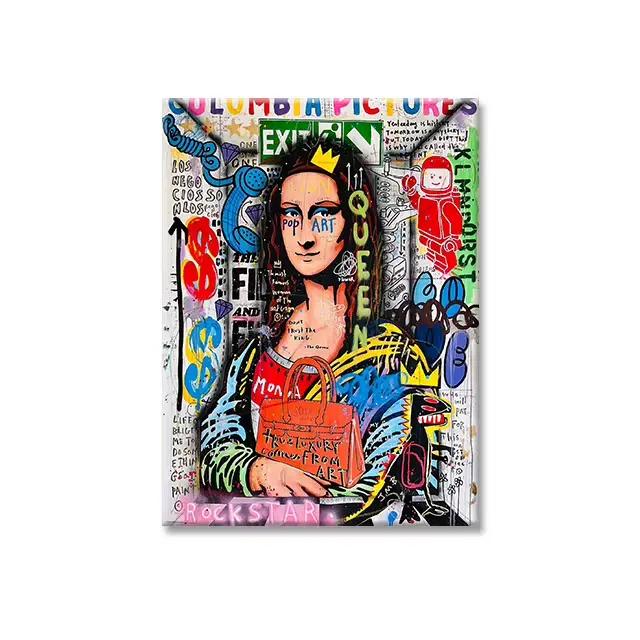 Pop Art Posters for Home Decor, Alec Monopoly, Mona Lisa, Prince, Princess Abstract Graffiti Canvas