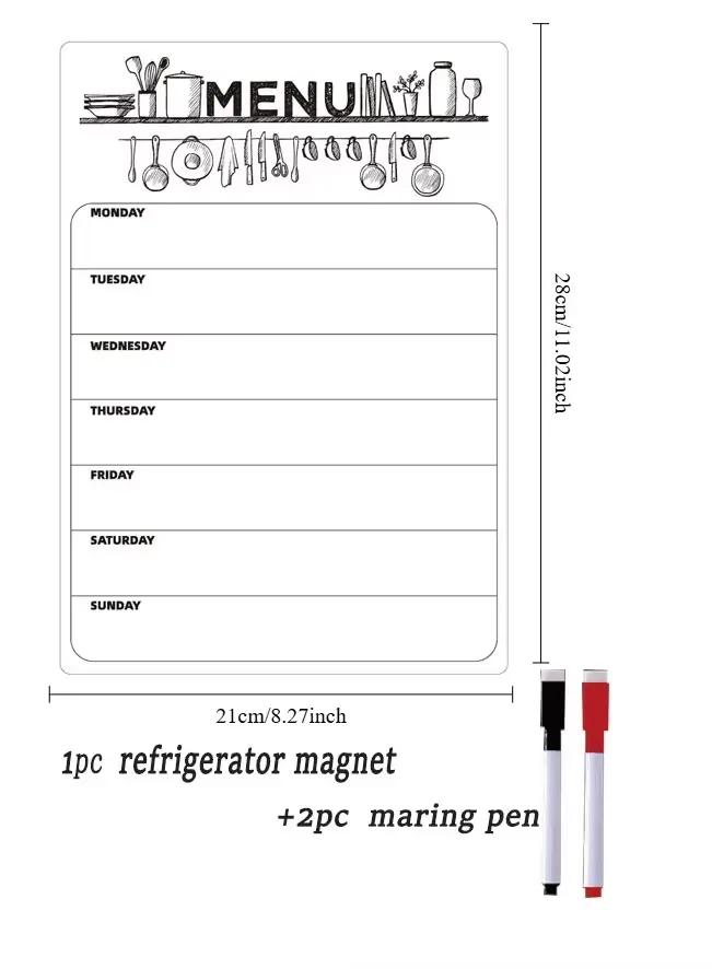 Autocollant magnétique doux pour réfrigérateur, planificateur de repas de la semaine effaçable, tabl