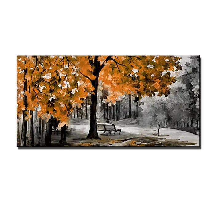 Peinture à l'huile de forêt peinte à la main, décoration de maison moderne faite à la main, grande t