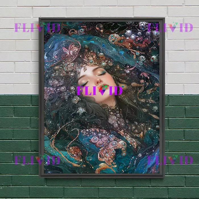 Affiche florale gothique Dreaming Ophelia, peinture sur toile d'art mural romantique foncé, décor im