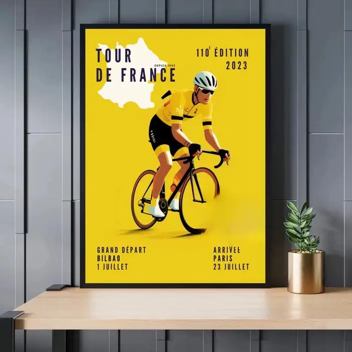 Affiche De vélo et cycliste Tour De France, Circuit Alpe D'Huez, imprimés De paysage, peinture sur t