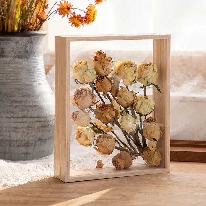 Cadres de boîte à ombre transparents de 4cm de profondeur, présentoir de Bouquet, étui à fleurs prof
