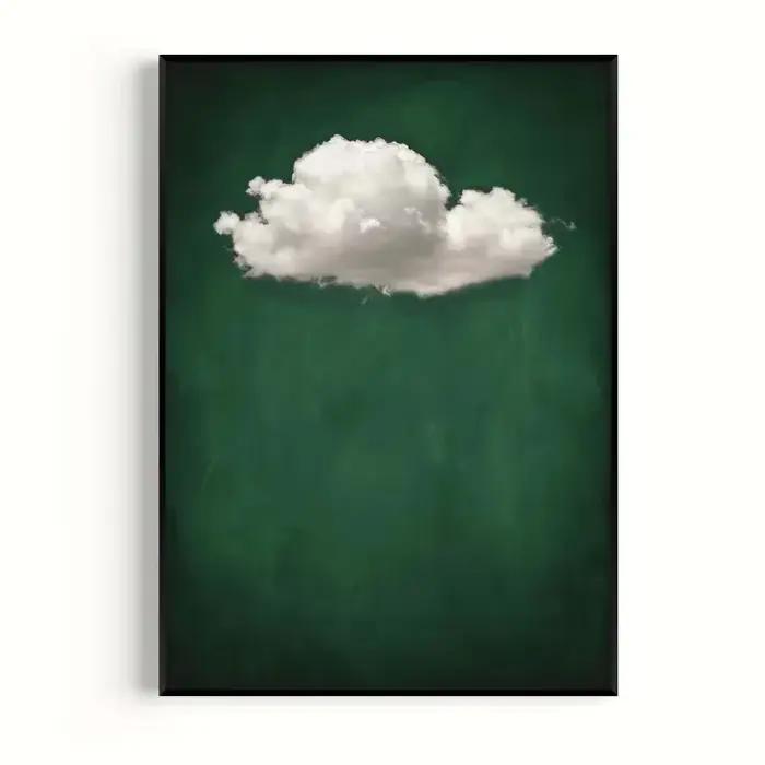 Art mural abstrait moderne, fond abstrait de nuages verts, affiche imprimée sur toile HD, décoration
