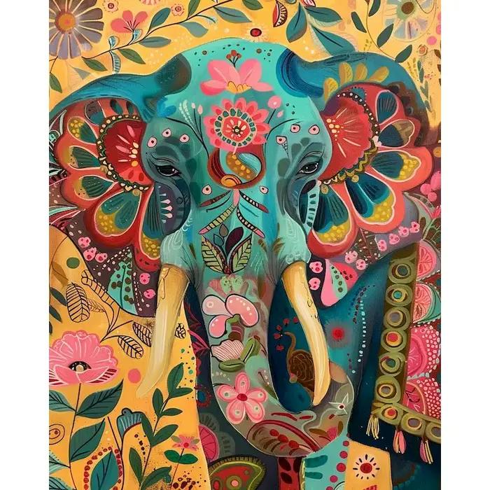 Animal éléphants peinture à la main par numéros ensemble peintures acryliques 40*50 toile peinture p