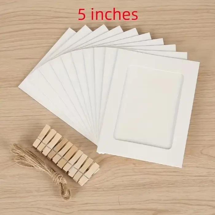 Cadre Photo en Carton avec Clips en Bois, Décoration Murale pour Chambre à Coucher, 10 Pièces