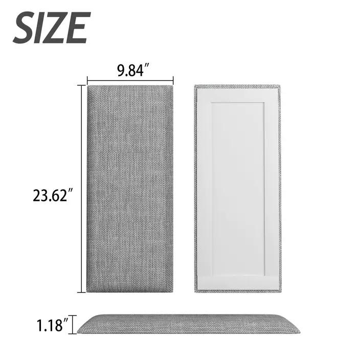 1. Tête de lit murale gris clair pour lit simple, panneaux de rembourrage mural en tissu éponge auto