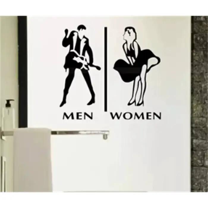 Magasin porte de toilette homme et femme Wc signe icône autocollant mural