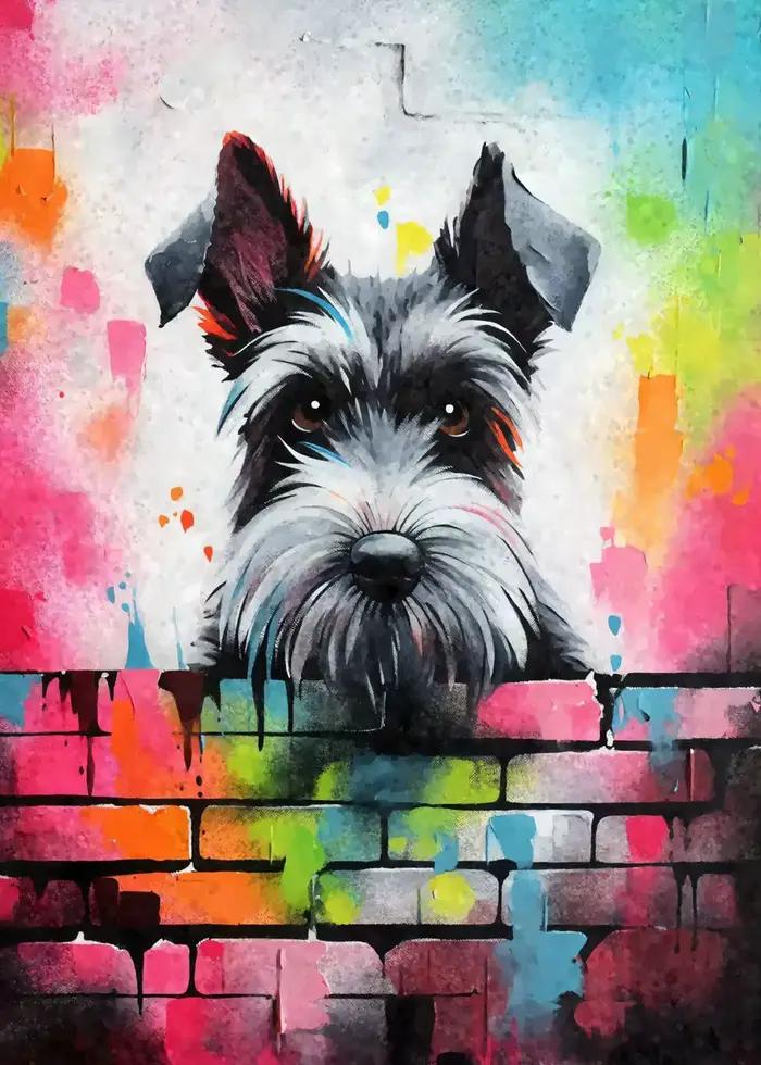 Affiche de Graffiti avec chiens de compagnie, imprimés esthétiques, carlin, teckel, chien maltais, p
