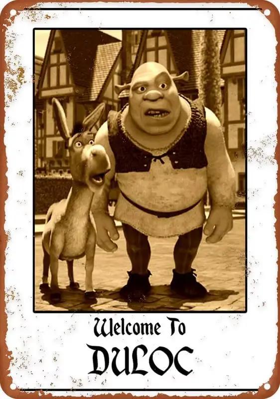Shrek-benvenue à Duloc affiche rétro signe en étain en métal signe en aluminium salon Bar grotte art