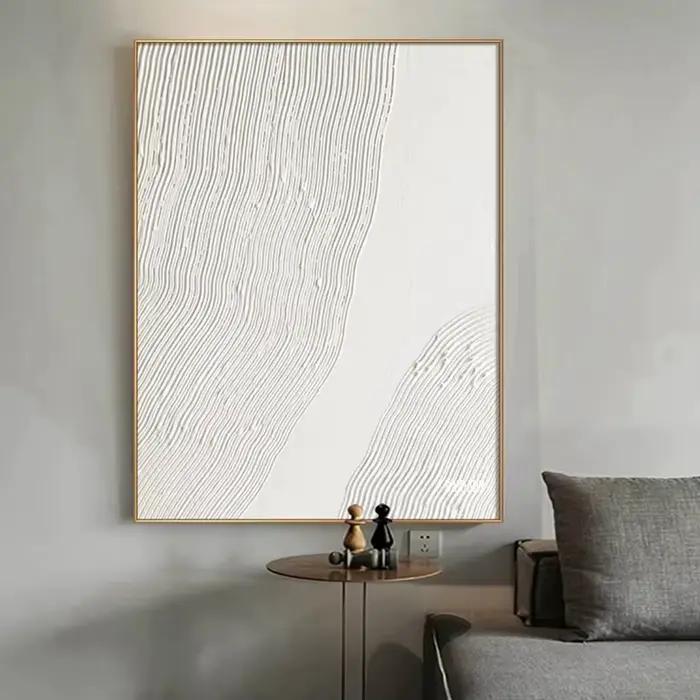 Peinture sur toile abstraite de ligne blanche, Art mural moderne pour salon, décoration de la maison