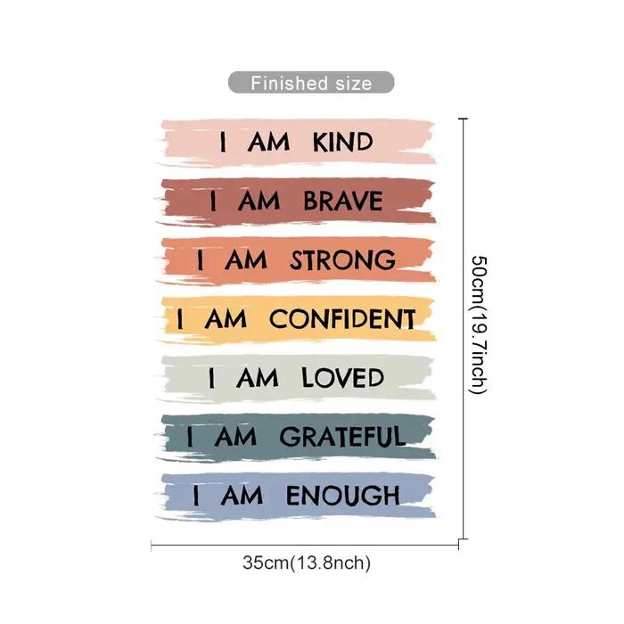 Autocollant d'affirmations "Je suis gentil, je suis courageux, je suis aimé" autocollant mural pour