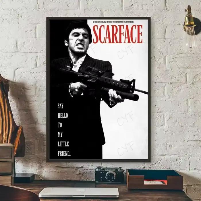 Affiche de film classique Scarface HD, mur collant, imperméable, pour la maison, le salon, la chambr