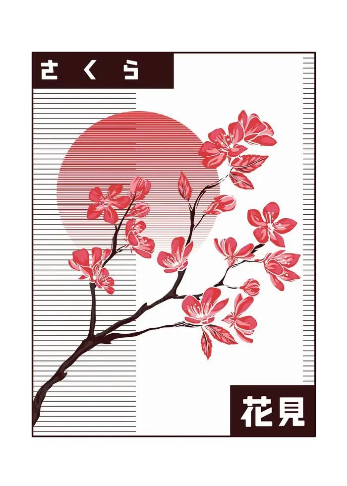 Affiches Vintage en fleurs de cerisier japonaises, imprimés de motifs botaniques, peintures sur toil