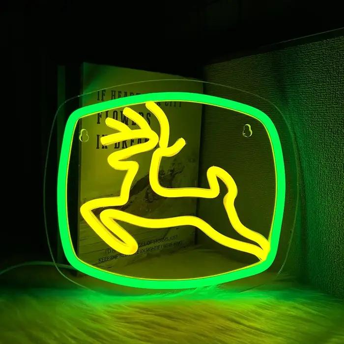 Enseigne au néon de cerf pour la décoration murale, lumière au néon LED pour chambre à coucher, café