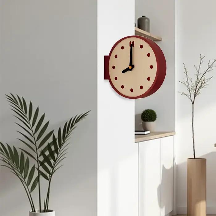 Horloge murale d'angle, horloge de bureau, illustration minimaliste, créative, Double face, facile