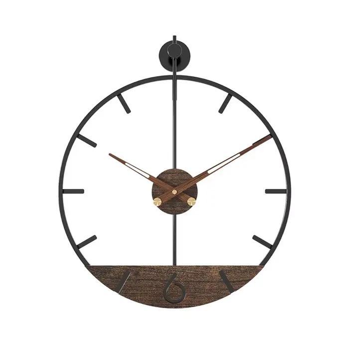 60cm Wood Large Wall Clock for Living Room Nordic 3d Silent Clocks Wall Home Decor Art Luxury Metal