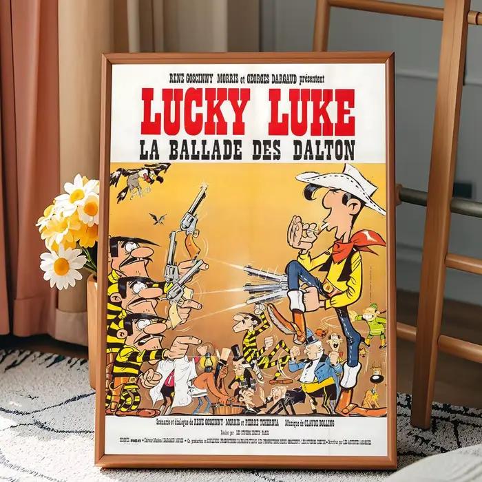LUCKY LUKE CARTOON Peinture Calligraphie sur Toile HD Décoration Murale pour Maison Bureau Dortoir S