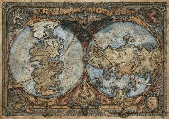 Thrones Game Dépannage et Essos Land Map Poster, Art Painting, Wall Decor, Canvas Prhonneur, Picture