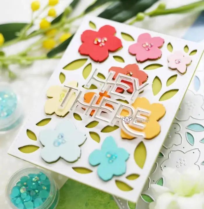 Nouvelles matrices de découpe en métal pour cadre rectangulaire à motif floral, pochoirs pour scrapb