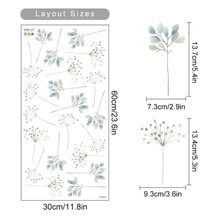 Dessin animé aquarelle plantes florales autocollant mural vinyle amovible bricolage décalcomanies au