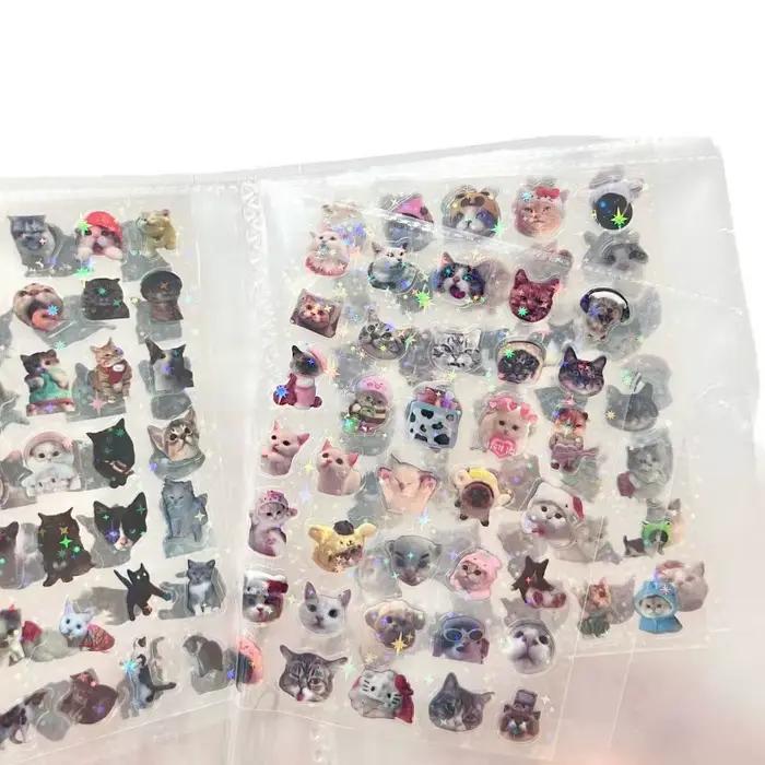 Autocollants Laser chat, 10 pièces, mémo, paillettes pour animaux de compagnie, imperméable, translu