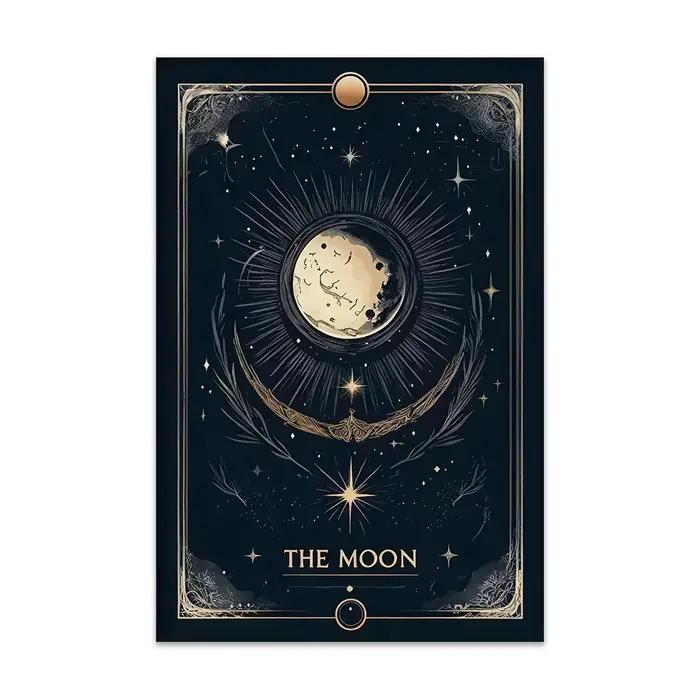 STRATravelling Art Poster, Stars Moon and Sun, Vintage Print Painting, Gothic Art, Living Room, Bedr