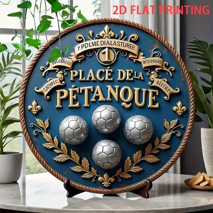 Décor de jeu de boules françaises Vintage 2D plat, 1 pièce, signe en étain de pétanque avec Accents