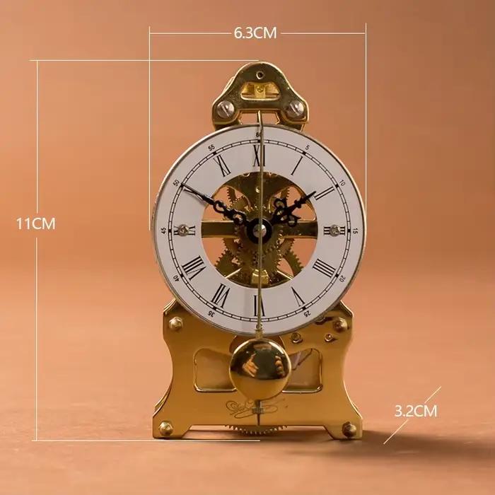 Horloge de Table mécanique nordique Antique, engrenage en métal or cuivre fin, horloge de bureau, ma
