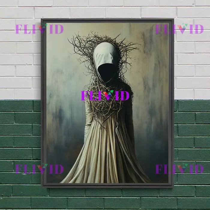 La sorcière de vigne dans la forêt profonde, peinture sur toile d'art mural esthétique de sorcelleri