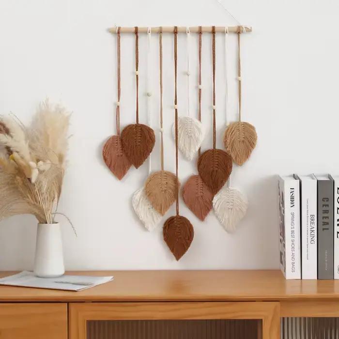 Tapisserie murale en macramé avec cuir chevelu tissé, décoration de chambre bohème, décoration de ma