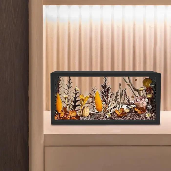 Boîte à ombre, cadre photo, boîte à ombre en bois profond, vitrine de fleurs séchées pour billet sou