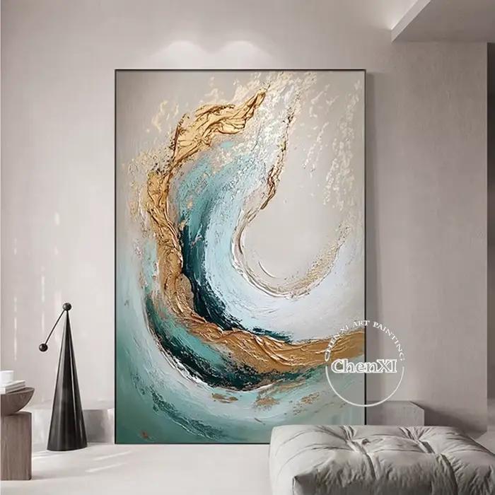 Toile de mur de peinture à l'huile de paysage de vague de mer naturelle, art à la maison, image à la