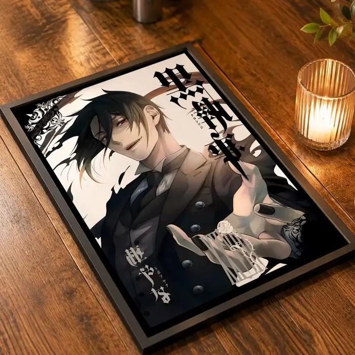 Affiche d'anime Dark Anime B-Black ButlerS, autocollants d'anime rétro vintage, décor mural autocoll