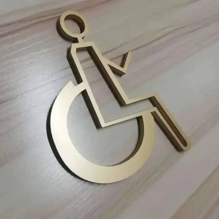 Autocollants muraux 3D, panneaux de toilettes, symbole de toilettes pour personnes handicapées, auto