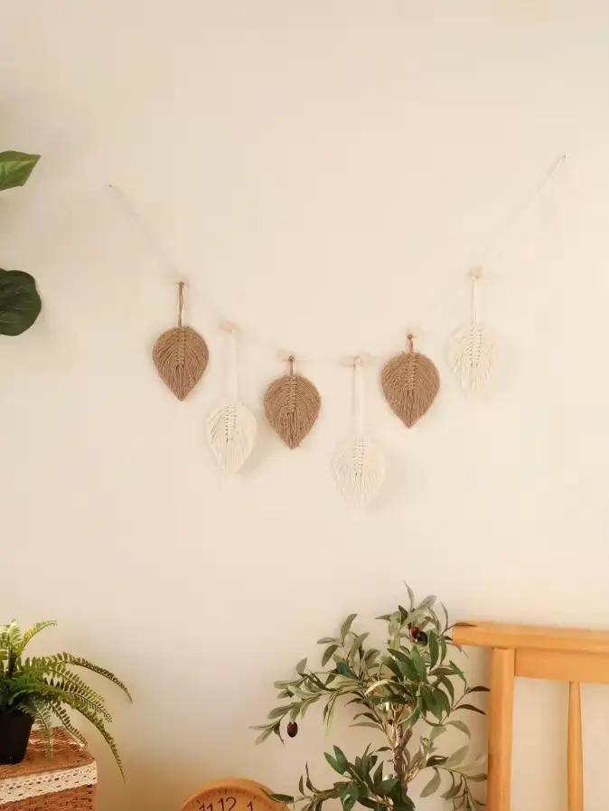 1 pièce d'ornement suspendu en forme de feuille de style bohème, décoration murale en forme de feuil