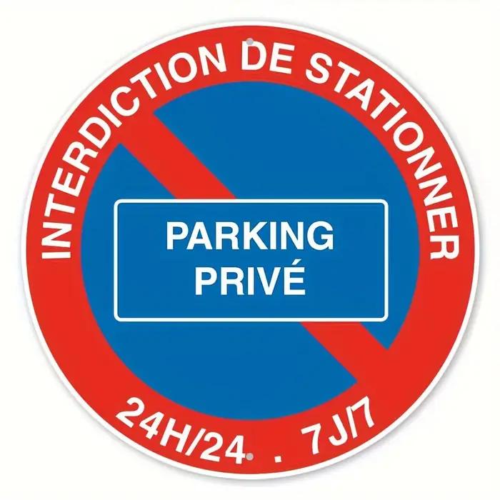 Panneau de stationnement français en aluminium de Style contemporain, 1 pièce, "Interdiction de Stat
