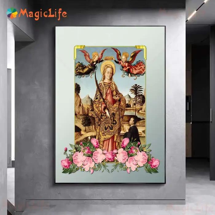 Notre-dame du chapelet Art religieux impression Saints catholiques mur Art toile peinture la vierge
