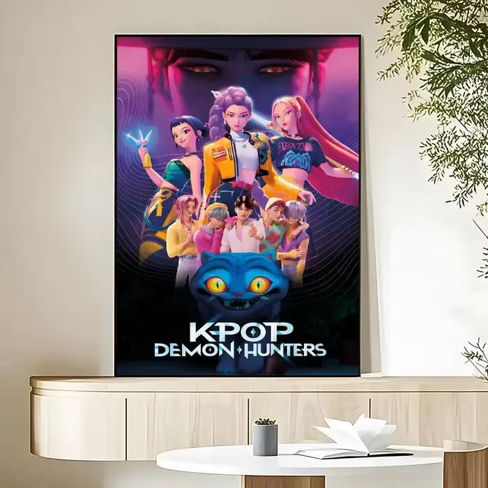 Affiche KPop Demon Hunters, art HD, autocollant mural imperméable, décoration esthétique pour la mai