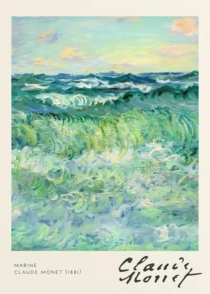 Claude Monet-Affiche Imprimée de Collection d'emouvres d'Art Classiques, Peinture sur Toile de Paysa