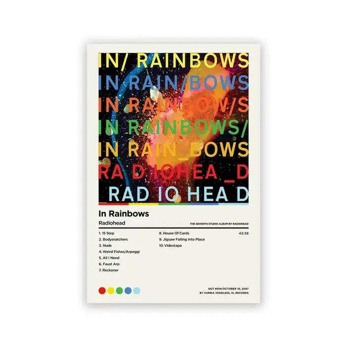 Radio tête de poisson étrange imprimé dans les arcs-en-ciel, affiche de couverture d'album de musiqu