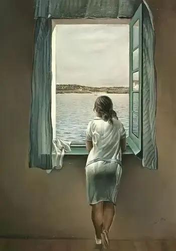 Affiches et impressions sur toile de la femme à la fenêtre de Salvador Dali, art mural, sans cadre,
