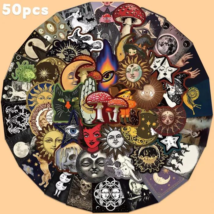 Autocollant effrayant occulte céleste, 50 pièces, pour ordinateur portable, bagages, ordinateur, cas