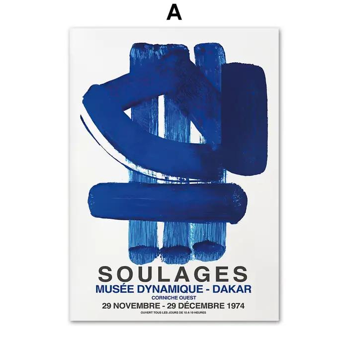 Toile abstraite Yves Klein Blue Soulages Circle, art mural, décoration nordique pour salon, affiche